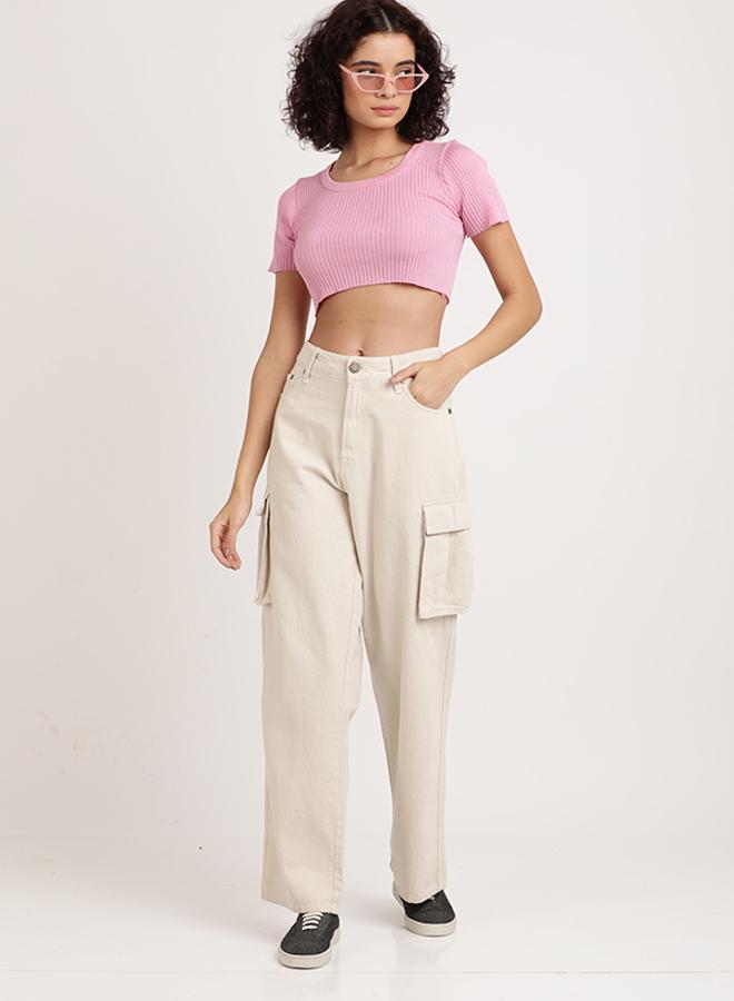 Take Two Women Relaxed Fit High-Rise Pure Cotton Cargo Jeans - Image 5